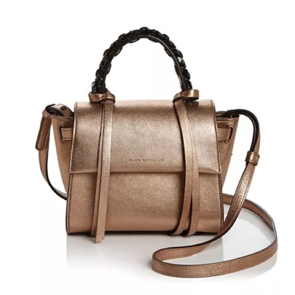 Elena Ghisellini Angel Mini Bronze Metallic Leather Crossbody Chain Top Handle